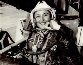 Intrepid Barbara Taylor at the helm of an Airforce jet-fighter