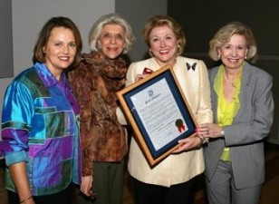 Barbara receives her proclamation at the Dallas Women's Museum, making this Barbara Taylor Bradford Day