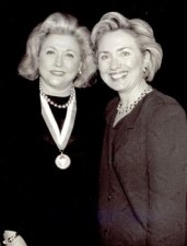 Barbara Taylor Bradford with former US First Lady, Hilary Clinton